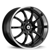 15" Konig 26MB Lightning 15x7 4x100 Gloss Black with Machined Lip Wheel 38mm Rim