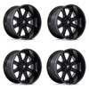 Set 4 Fuel Darkstar 20x9 8x6.5 Gloss Black Milled Wheels 20" 1mm Rims