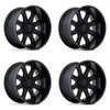 Set 4 Fuel  Darkstar 24x12 8x6.5 Matte Black Gloss Black Lip Wheels 24" -44mm