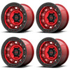 Set 4 KMC KM236 Tank Beadlock 17x9 5x5 Candy Red Wheels 17" -38mm Rims