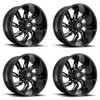 Set 4 Fuel D747 Lockdown 22x10 8x170 Gloss Black Milled Wheels 22" -18mm