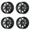 Set 4 22" American Truxx Spyder 22x14 Black Milled 5x5 Wheels -76mm Lifted Rims