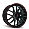 Set 4 20" Touren Tr60 20x8.5 Black Red Ring 5x4.25 5x4.5 Wheels 40mm Rims