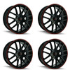 Set 4 16" Touren Tr60 16x7 Black Red Ring 5x100 5x4.5 Wheels 42mm Rims