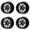 Set 4 24" American Truxx Sweep 24x14 Black Milled 8x6.5 Wheels -76mm Lifted Rims