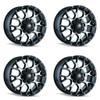 Set 4 18" Mayhem Warrior 18x9 Black Machined 5x4.5 5x5 Wheels -12mm Lifted Rims