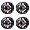Set 4 24" Cali Off-Road Summit 24x14 Black W Prism Red 6x135 Wheels -76mm Rims