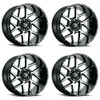 Set 4 20" Vision 360 Sliver Gloss Black Machined Face Wheels 20x10 5x5.5 -25mm