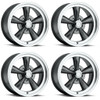 Set 4 15" Vision Muscle 141H Legend Gunmetal Machined Lip 15x8 5x4.5 Rims -19mm