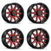 Set 4 20" Ion 143 20x9 Gloss Black Red Machined 8x170 Wheels 0mm Rims