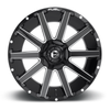 Set 4 22" Fuel D615 Contra 22x10 5x4.5 5x5 -18mm Gloss Black Milled Truck Wheels