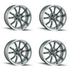 Set 4 17" Ridler 650 17x8 Grey Polished Lip 5x4.75 Wheels 0mm Rims