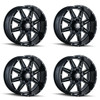 Set 4 18" Mayhem Monstir 18x9 Black Milled 5x4.5 5x5 Wheels 0mm Truck Rims