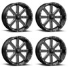 Set 4 MSA Offroad M34 Flash 22x7 4x156 Gloss Black Milled Wheels 22" 0mm Rims