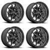 Set 4 KMC KM718 Summit 16x8 6x5.5 Satin Black With Gray Tint Wheels 16" 0mm Rims