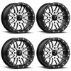 Set 4 18" MSA Offroad M37 Brute Beadlock 18x7 4x156 Black Machine Wheels 10mm