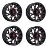 Set 4 Fuel UTV D779 Runner Utv 18x7 4x137 Gloss Black Milled Red Wheels 18" 13mm