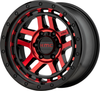 Set 4 KMC KM540 Recon 17x8.5 6x5.5 Gloss Black Machined Red Tint Wheels 17" 18mm