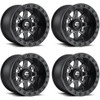 Set 4 Fuel UTV D938 Maverick Beadlock 14x7 4x137 Black Milled Wheels 14" 38mm