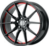 Set 4 Performance Replicas PR193 17x9 5x4.5 Black Red Machined Wheels 17" 24mm