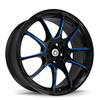 17" Konig 24BB Illusion 17x7 5x4.5 Gloss Black Blue Spoke Accents Wheel 40mm Rim