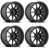 Set 4 17" Konig 57B Dekagram Semi-Matte Black 17x8 Wheels 4x100 45mm Racing Rims