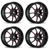 Set 4 17" Konig 24BR Illusion gloss black with red spoke accents 17x7 Wheels 5x4.50 +40mm