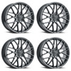 Set 4 20" Platinum 459GN Retribution 20x8.5 5x4.5 Gunmetal w/ Clear-Coat 40mm