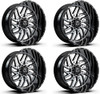 Set 4 22" TIS 544MB 22x12 5x5 5x5.5 -44mm Wheels Gloss Black Machined Face Rims