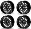 Set 4 20" TIS 544BM Gloss Black Milled 20x10 Wheels 5x5.5 5x150 -25mm Lifted Rim