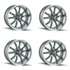 Set 4 17" Ridler 650 17x8 Grey Polished Lip 5x4.5 Wheels 0mm Rims