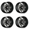 Set 4 24" American Truxx Spiral 24x14 Black Milled 5x5 Wheels -76mm Lifted Rims