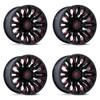 Set 4 20" Fuel  D823 Flame 20x9 8x180 20mm Gloss Black Milled Candy Red Wheels