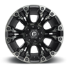 18x9 8x6.5 Matte Black Double Dark Tint Wheel Fuel D569 Vapor -12mm Lifted Rim