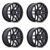 Set 4 20" Fuel Flux 20x10 5x5 -18mm Gloss Black Brushed Face Gray Tint Wheels