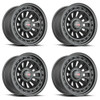 Set 4 17" Vortek Matte Black VRD-702 17x9 6x4.5 6x5.5 0mm For Chevy GMC Wheels