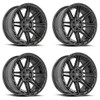 Set 4 20" Vortek Gloss Black VRP-501 20x10 Wheels 5x5 5x5.5 -18mm For Jeep Dodge