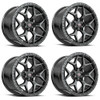 Set 4 22" Vortek Atheno Satin Black VRT-603 22x12 Wheel 8x6.5 Rim -44mm For Chevy