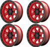 Set 4 KMC KM548 Chase 18x9 8x170 Candy Red Black Lip Wheels 18" 18mm Truck Rims