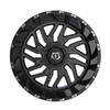 Close-up of TIS 544BM wheel finish and spoke details for custom lifted truck builds