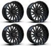 Set 4 24" TIS 547B Gloss Black 24x12 Wheels 8x6.5 -44mm For Chevy GMC Ram Ford