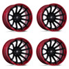 Set 4 Fuel FC403 Burn 20x10 6x5.5 Matte Black Candy Red Lip Wheels 20" -18mm