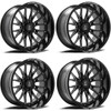 Set 4 22" Axe Wheels Atlas Black Milled 22x12 8x6.5 -44mm For Chevy GMC Ram Rims