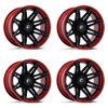 Set 4 Fuel FC401 Brawl 24x12 8x170 Matte Black Candy Red Lip Wheels 24" -44mm