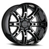 Level 8 Slingshot 22x11.5 5x5.0 Gloss Black W/ Machined Face Wheel 22" -44mm Rim