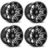 Set 4 20" XF Off-Road XF-218 Black Mach Milled Dots Wheels 20x9 8x6.5 8x170 12mm
