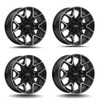 Set 4 20" Brink Wheels B206 Insurgent Machined Black 20x9 6x5.5 6x135 0mm Rims