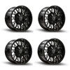 Set 4 20" Thret Offroad Revolver 803 Black Milled 20x10 Wheels 5x5 5x5.5 -21mm