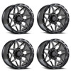 Set 4 17" Lock Offroad Matrix Matte Grey Matte Black Ring 17x9 5x5 5x5.5 0mm Rim