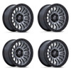 Set 4 20" Fuel FC857 Rincon Matte Gunmetal Black Lip 20x9 Wheels 6x5.5 20mm Rims